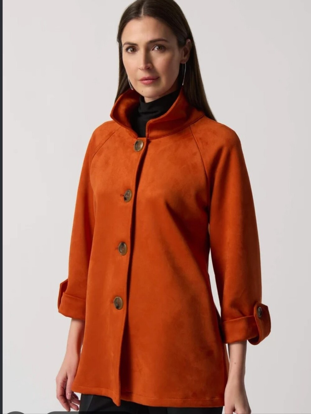 Joseph Ribkoff Tandoori Orange Faux suede shirt jacket Size 4 NEW with tags
